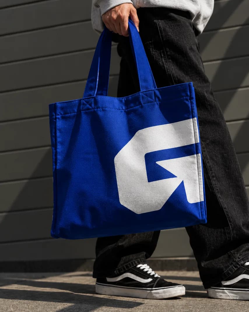 A blue Graded tote bag